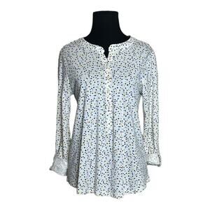 Style & Co cream confetti print long sleeves top size PM